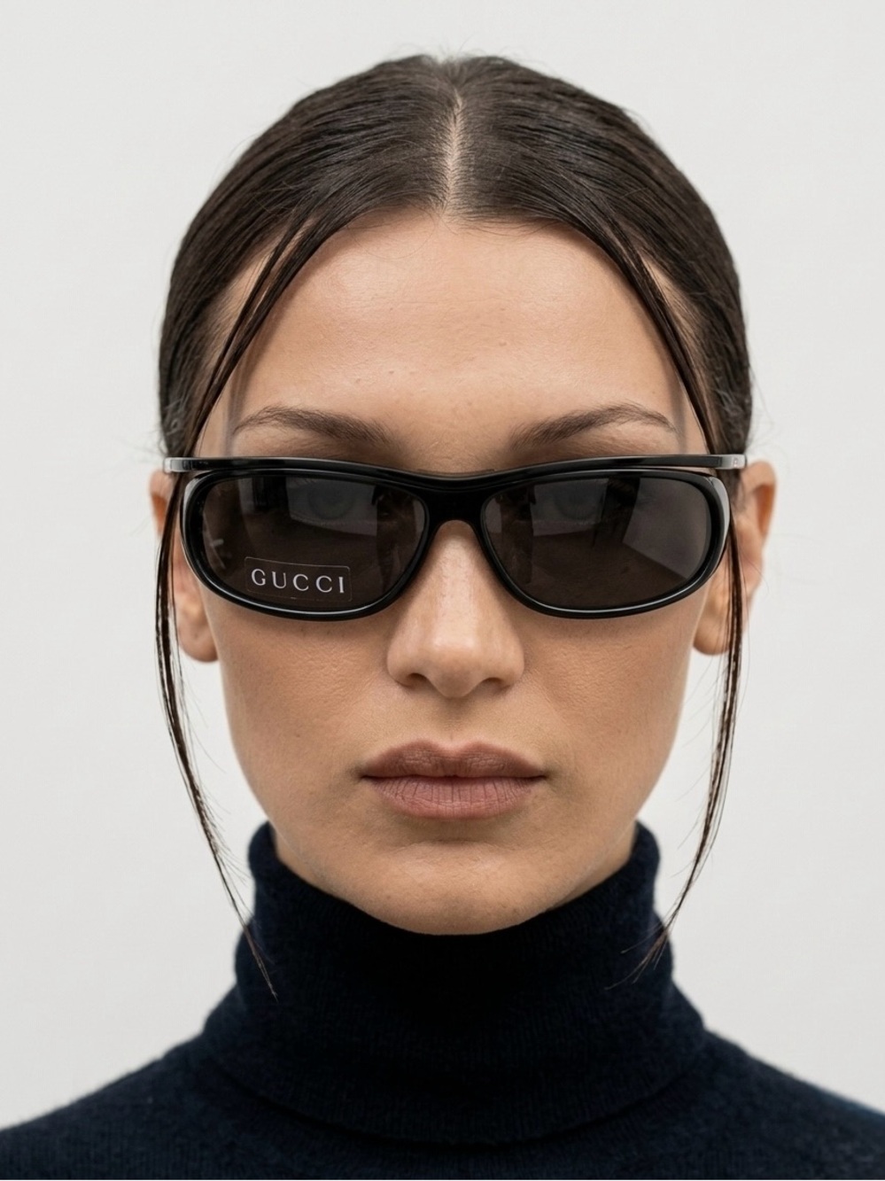 Vtg Gucci GG 1423/S Tom Ford Sunglasses Deadstock Black Wrap Y2K Shield VFC Set